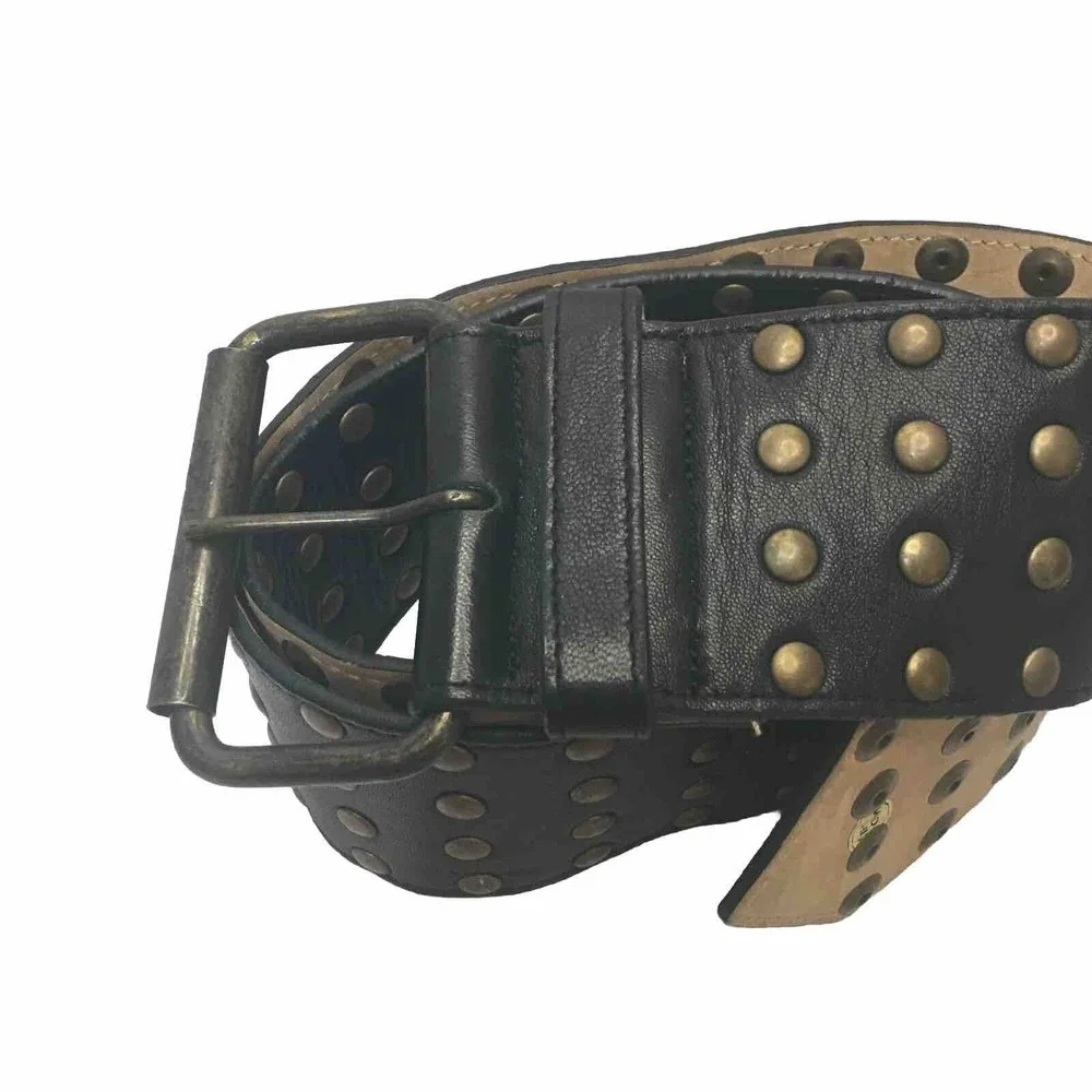 CATHERINE MALANDRINO Brown Brass STUDDED BELT Size M 34